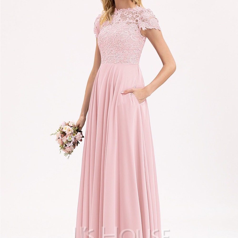 JJs House Pink Flutter Sleeve Maxi Gown